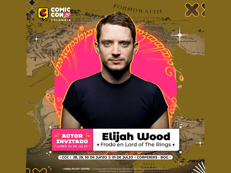  ELIJAH WOOD, PROTAGONISTA DE “EL SEÑOR DE LOS ANILLOS”, ESTARÁ EN COMIC CON COLOMBIA 2024