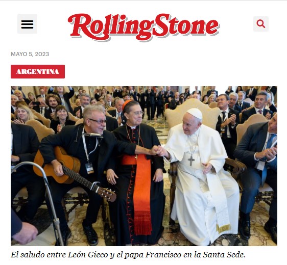 LEÓN GIECO EL CLÁSICO ROKERO LATINOAMERICANO LE CANTA AL PAPA.